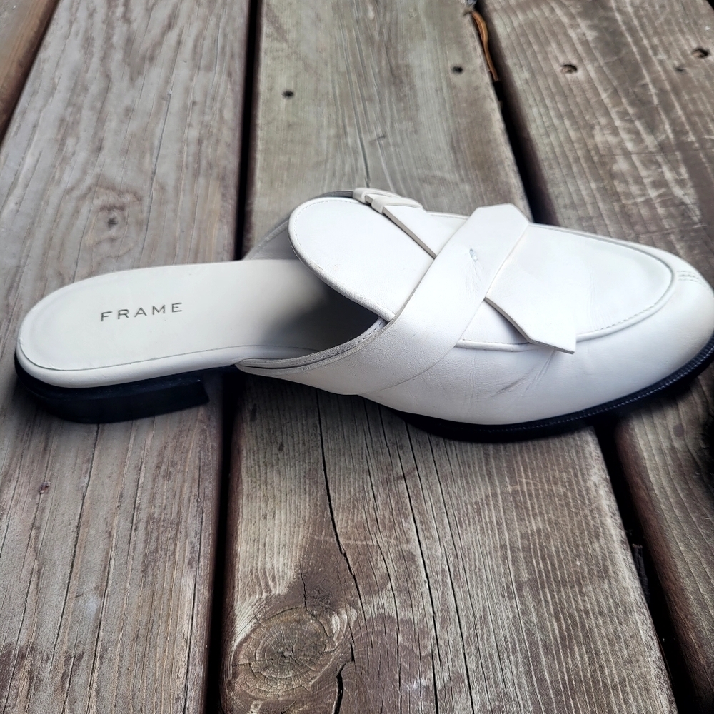 Frame Larchmont White Mules- size 7.5 or 8- EU38.5 - Picture 5 of 5